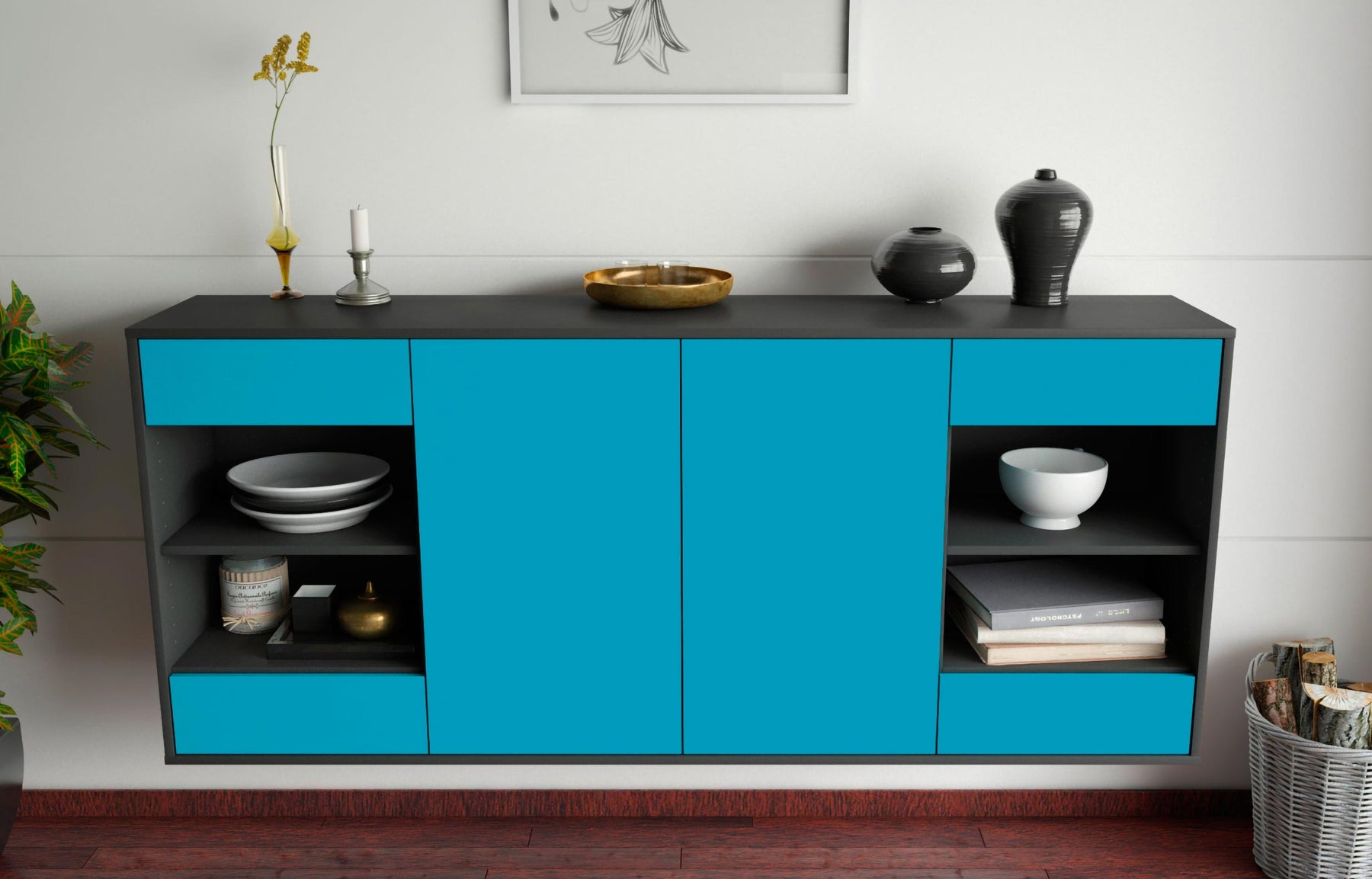 Sideboard Independence, Türkis, hängend (180x79x35cm)