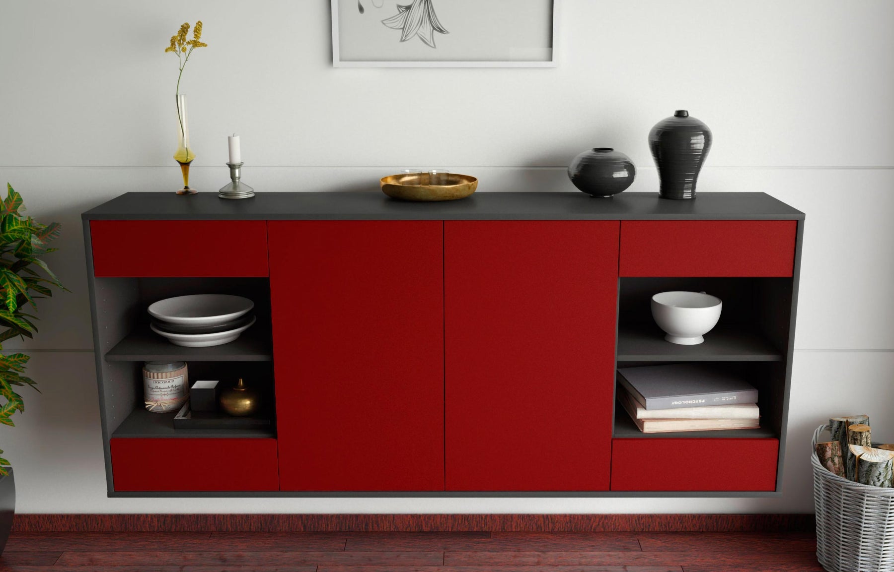 Sideboard Independence, Bordeaux, hängend (180x79x35cm)