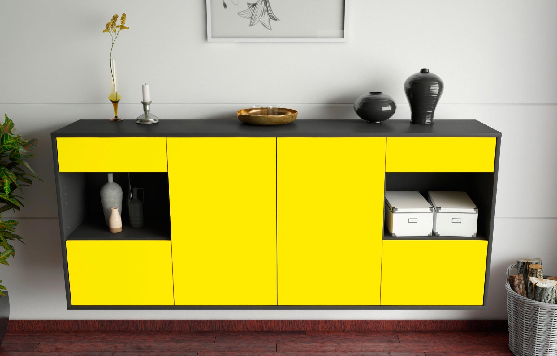 Sideboard Charleston, Gelb, hängend (180x79x35cm)