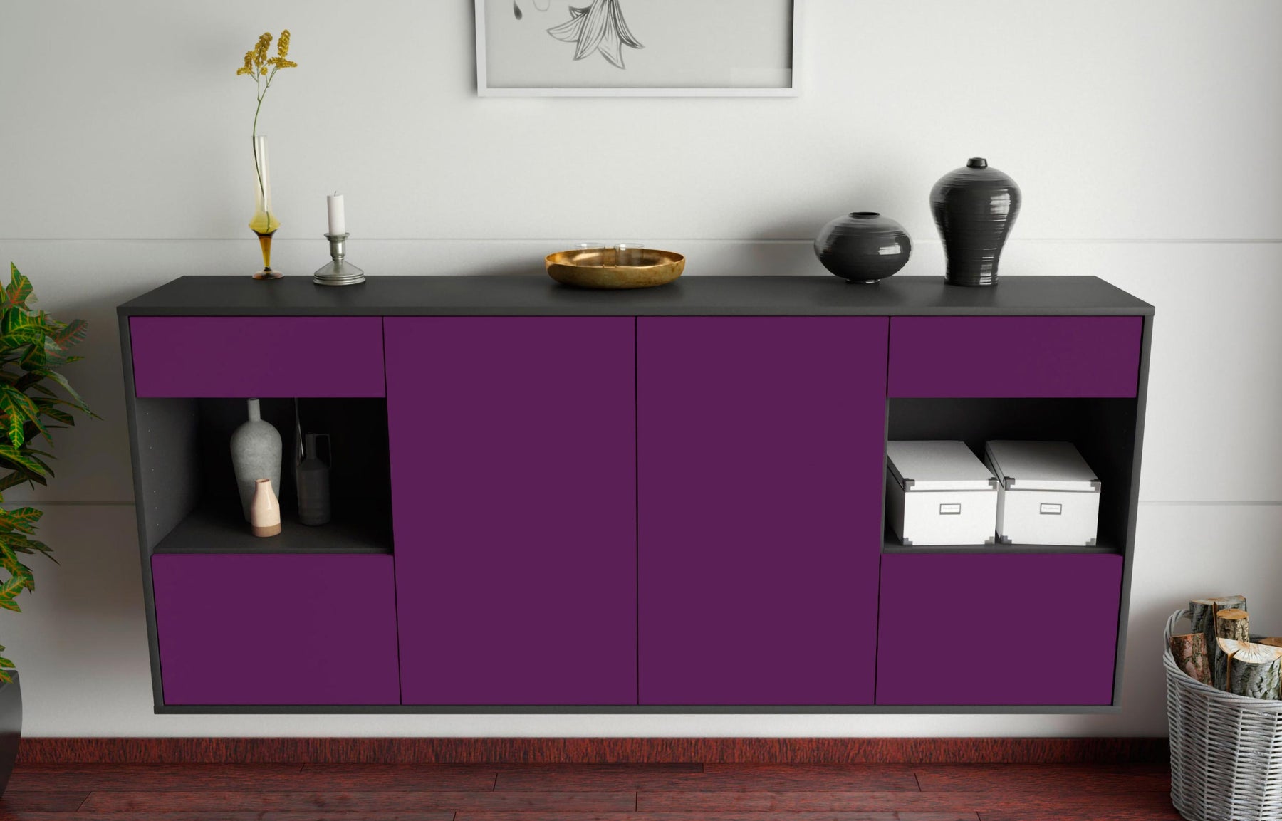 Sideboard Charleston, Lila, hängend (180x79x35cm)