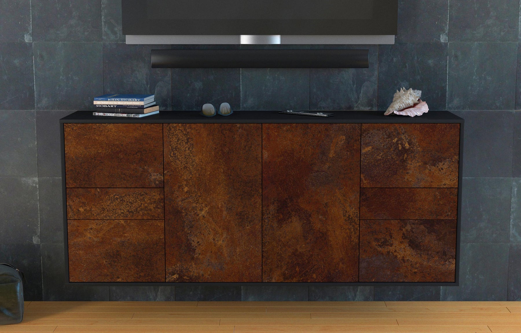 Sideboard Beaumont, Rost, hängend (180x79x35cm)