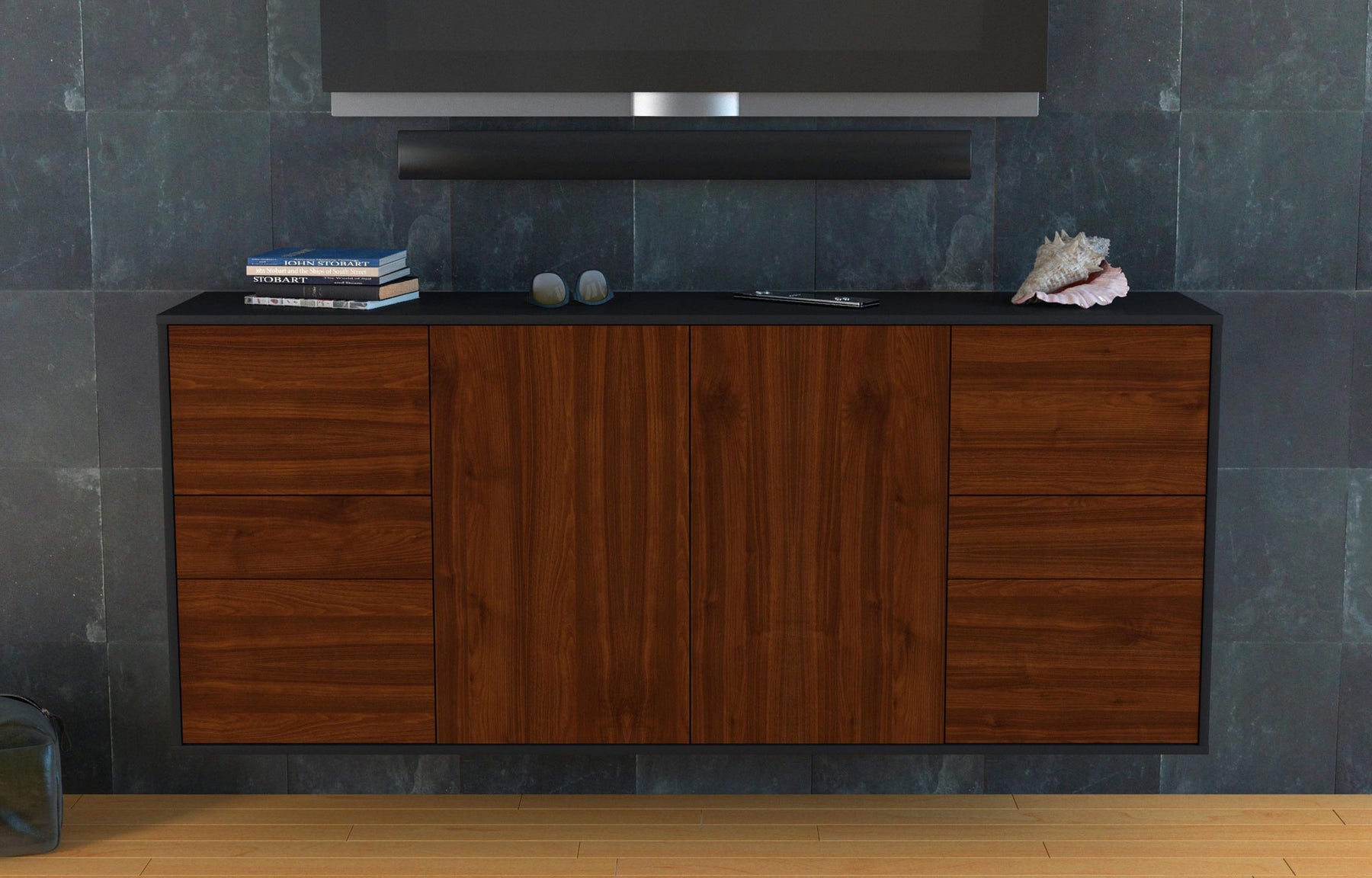 Sideboard Beaumont, Walnuss, hängend (180x79x35cm)