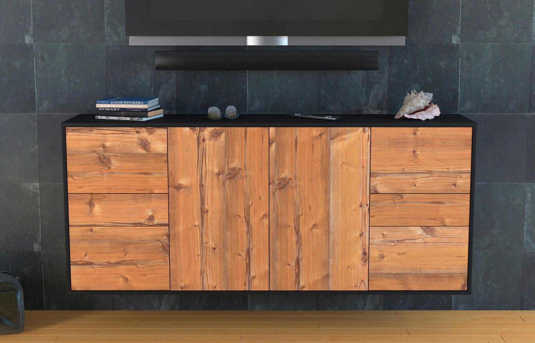 Sideboard Beaumont, Pinie, hängend (180x79x35cm)