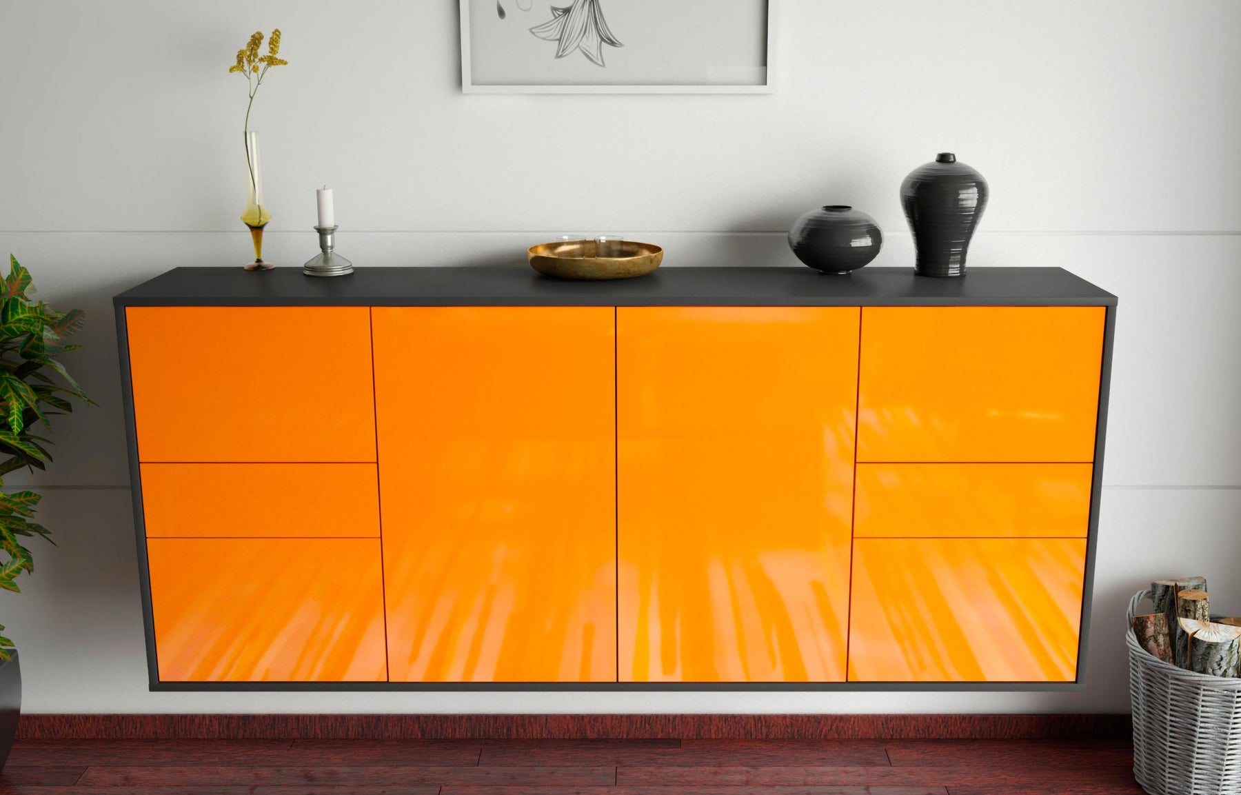 Sideboard Beaumont, Orange, hängend (180x79x35cm)