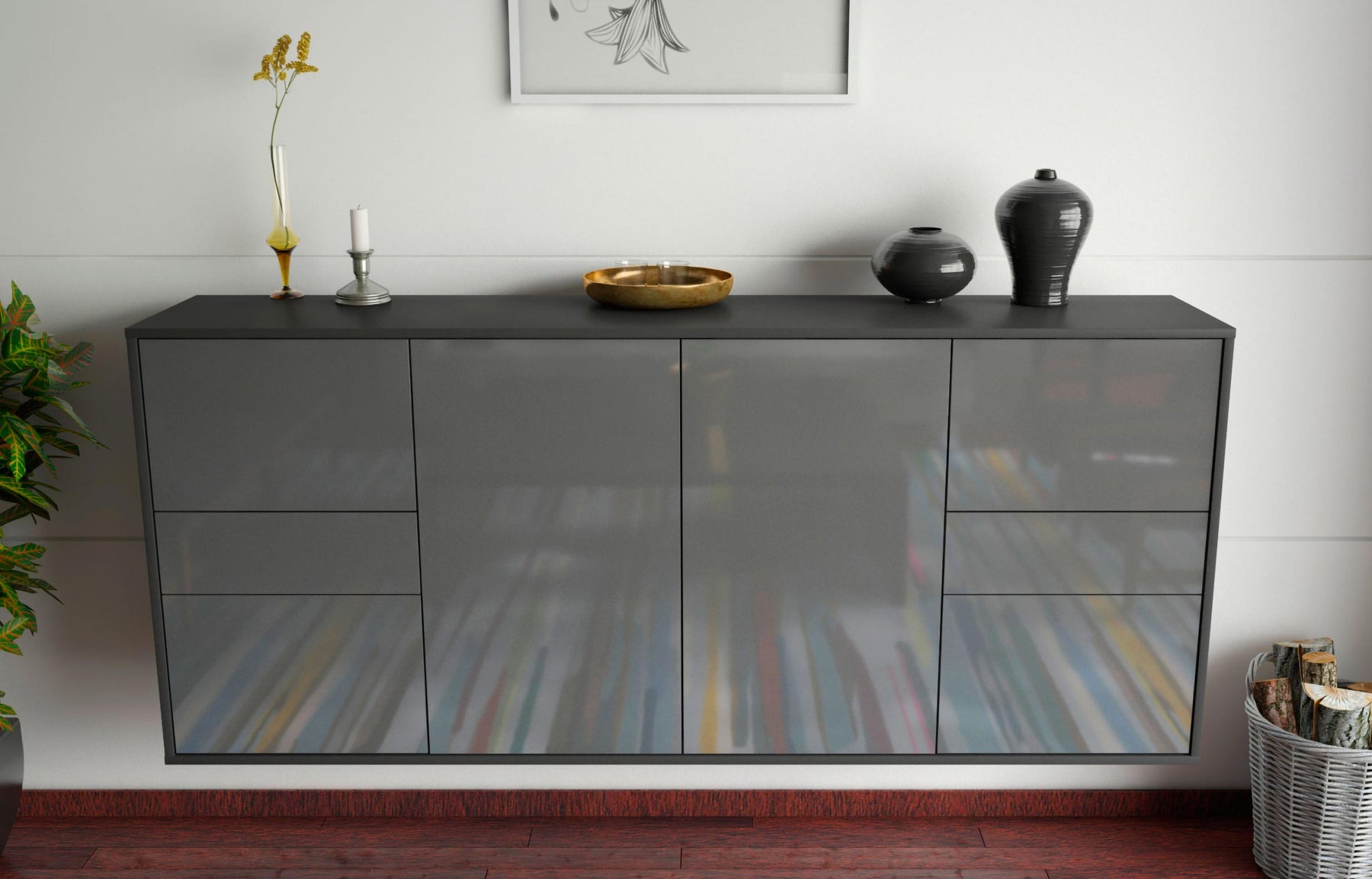 Sideboard Beaumont, Grau, hängend (180x79x35cm)