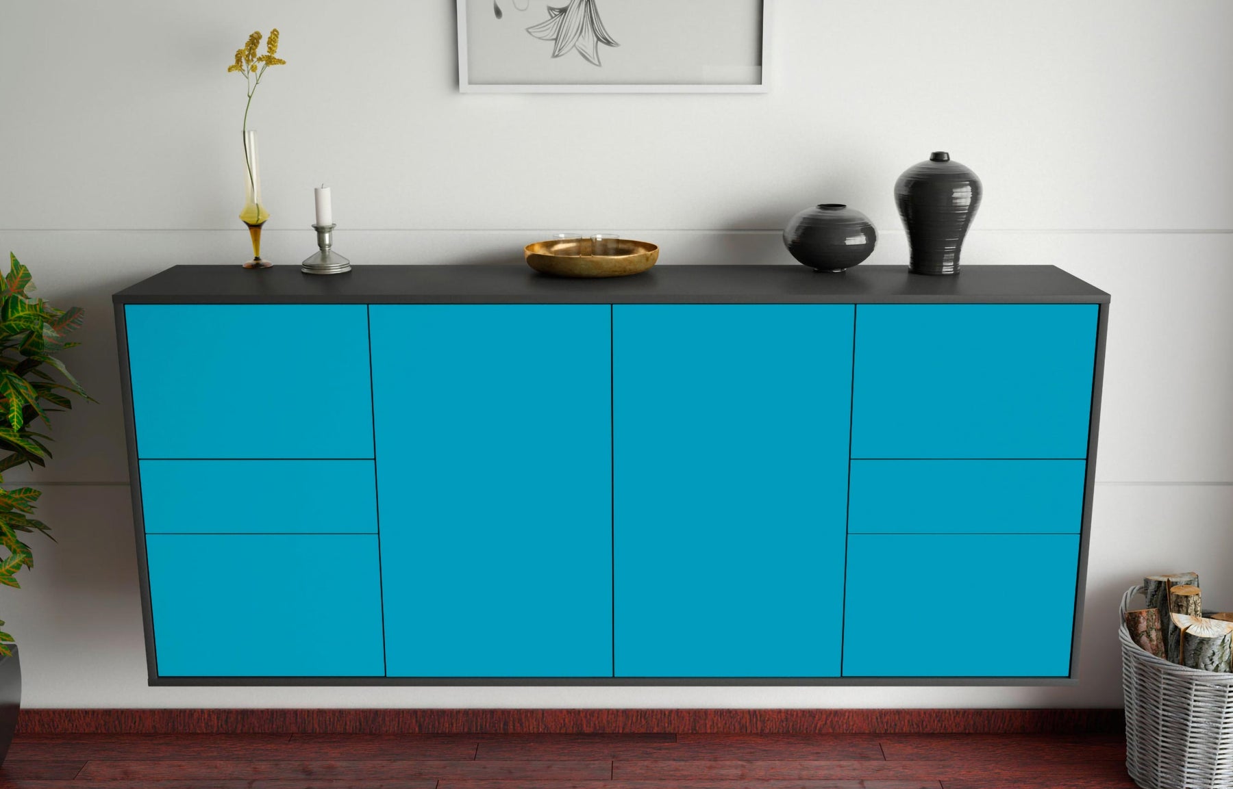 Sideboard Beaumont, Türkis, hängend (180x79x35cm)