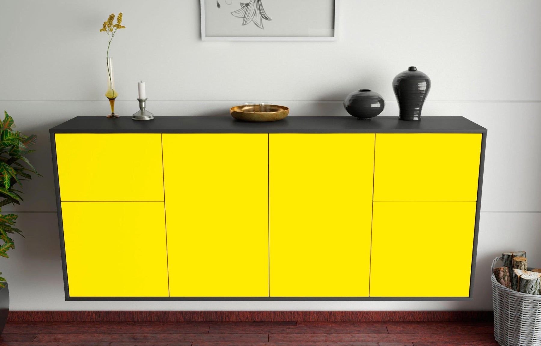 Sideboard Costa Mesa, Gelb, hängend (180x79x35cm)