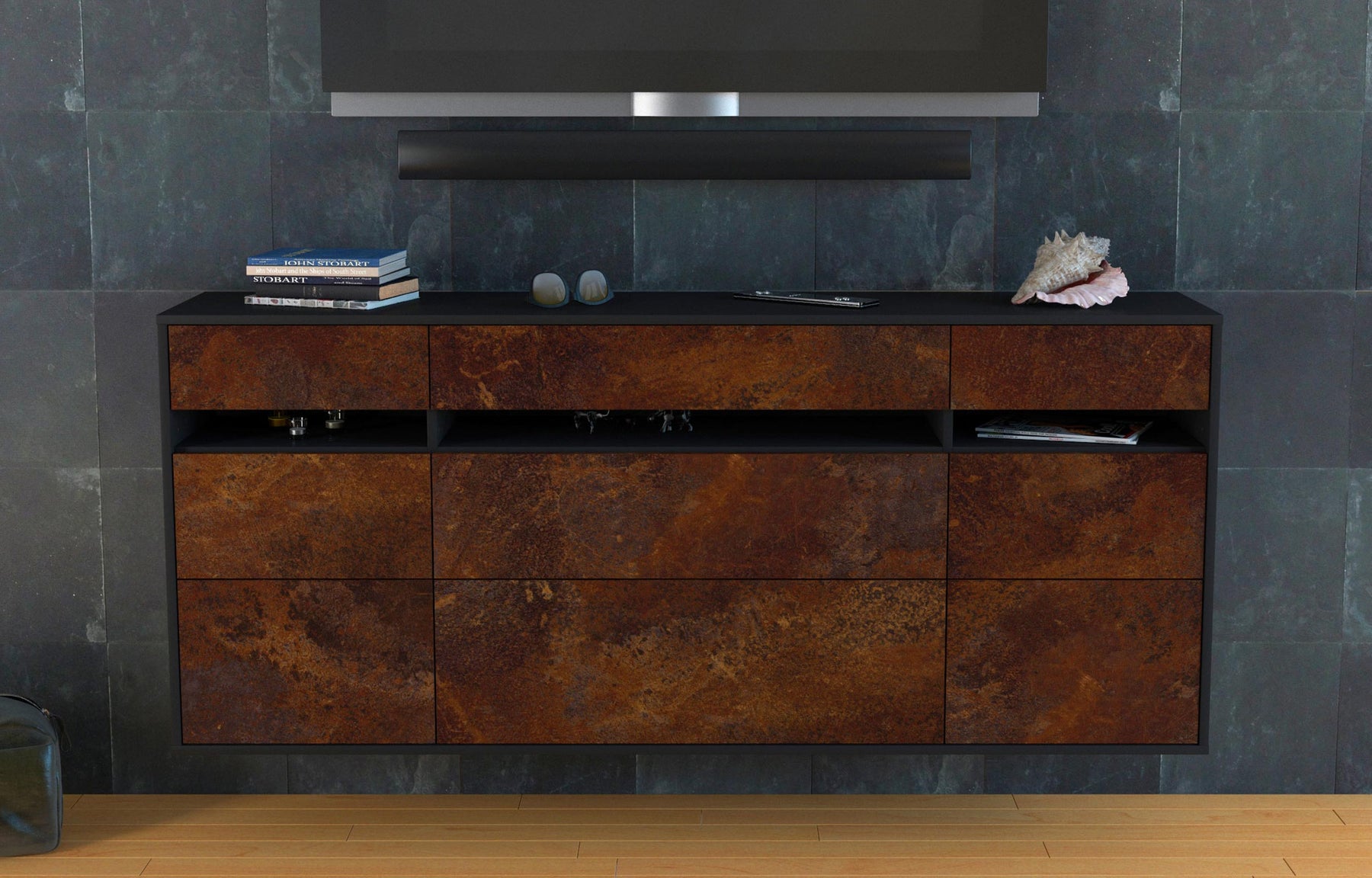 Sideboard Manchester, Rost, hängend (180x79x35cm)