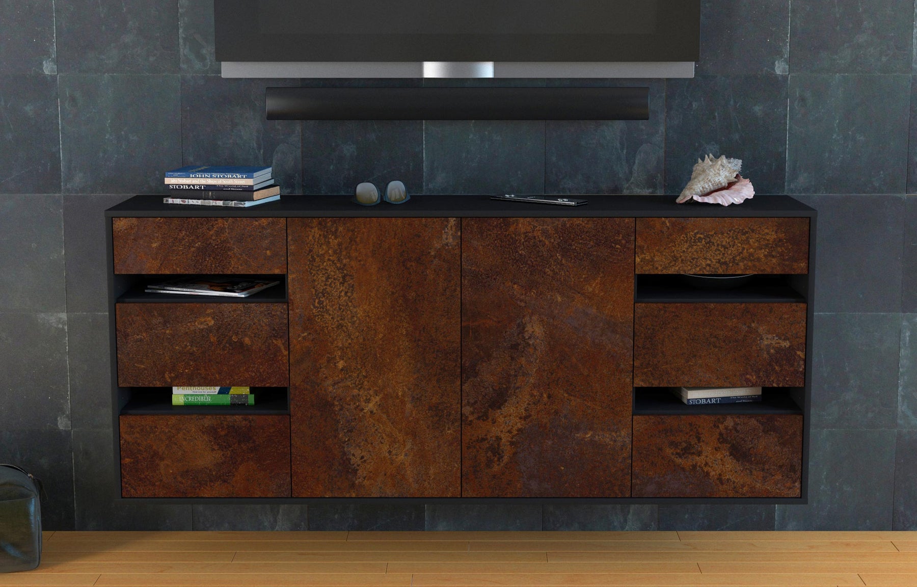 Sideboard Roseville, Rost, hängend (180x79x35cm)