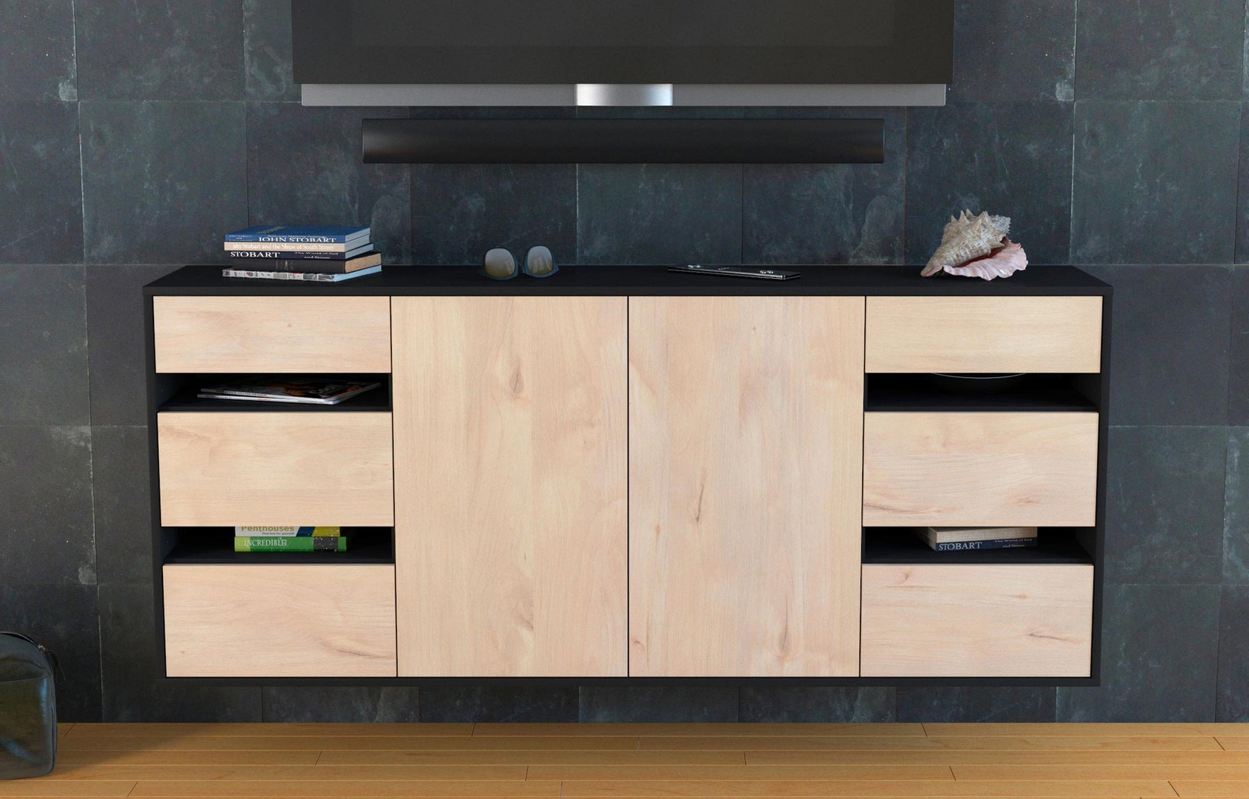 Sideboard Roseville, Zeder, hängend (180x79x35cm)