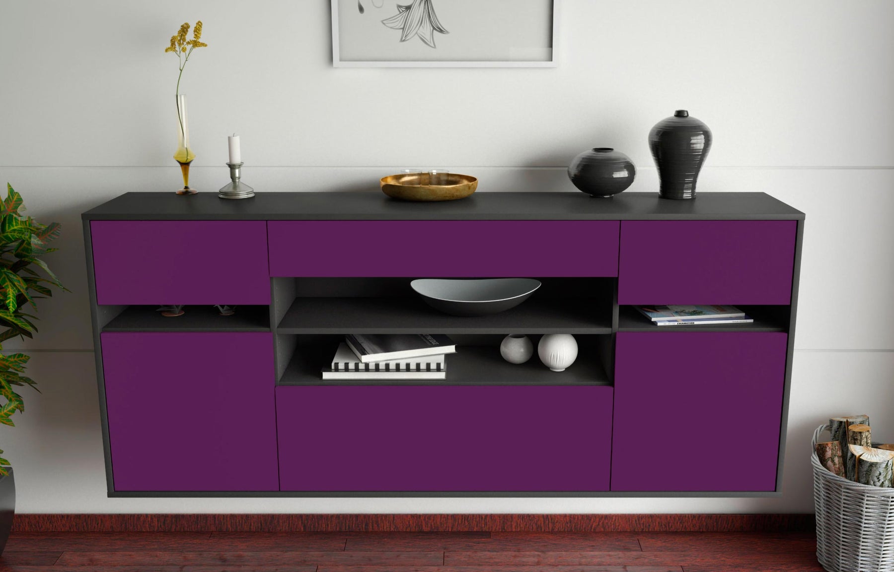 Sideboard Miramar, Lila, hängend (180x79x35cm)