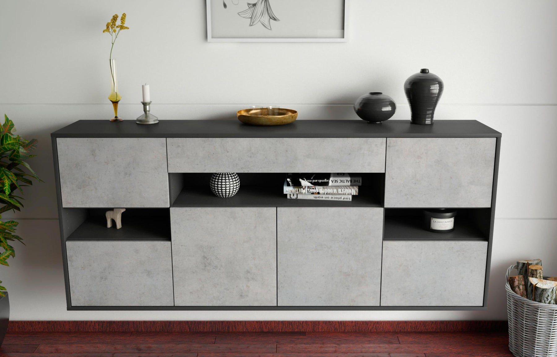 Sideboard Downey, Beton, hängend (180x79x35cm)