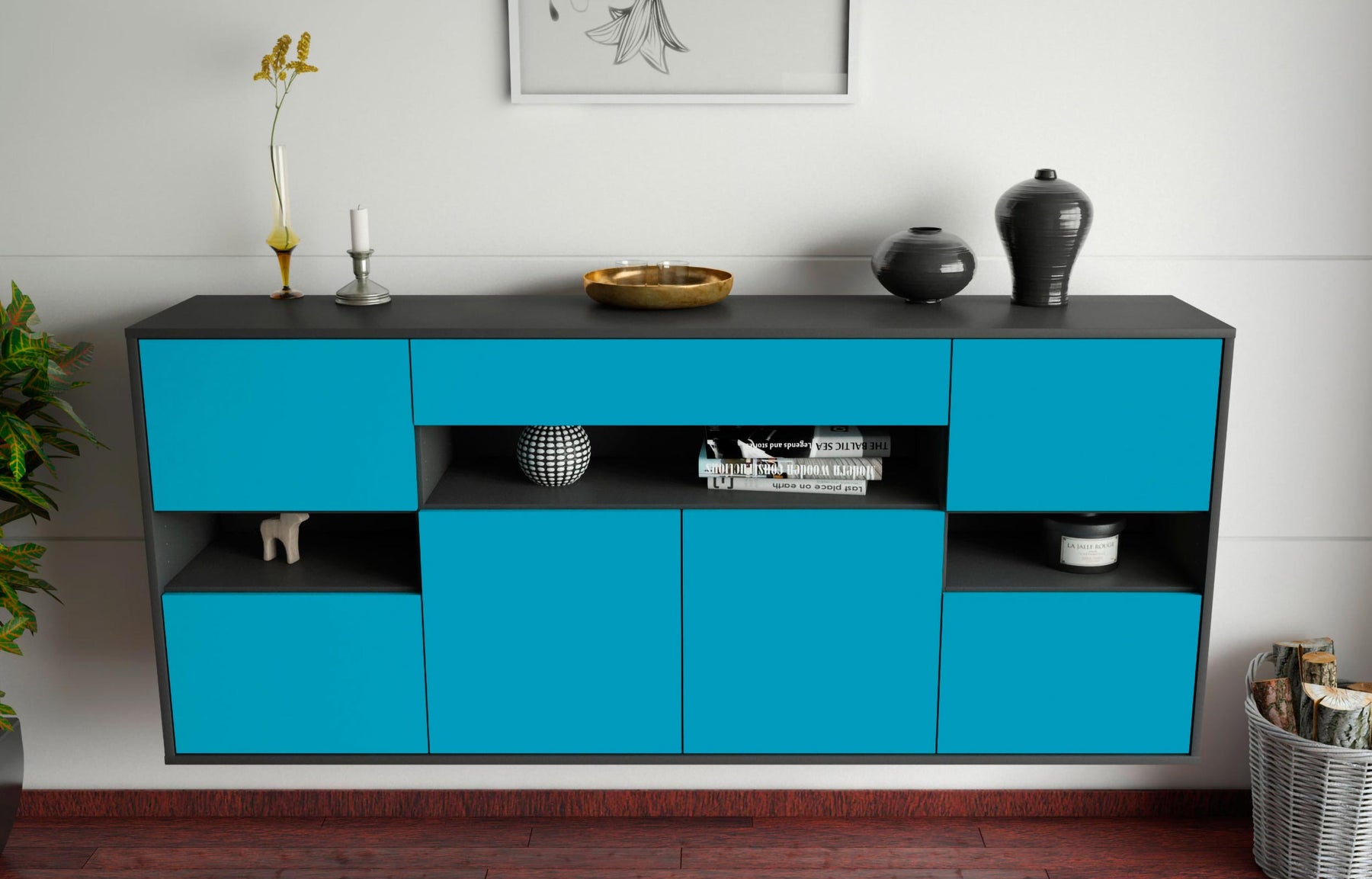 Sideboard Downey, Türkis, hängend (180x79x35cm)