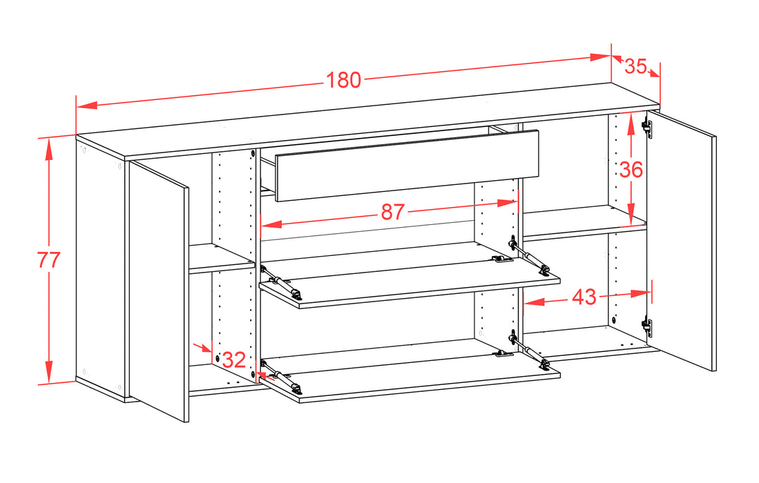 Sideboard Syracuse, Rost, hängend (180x79x35cm)