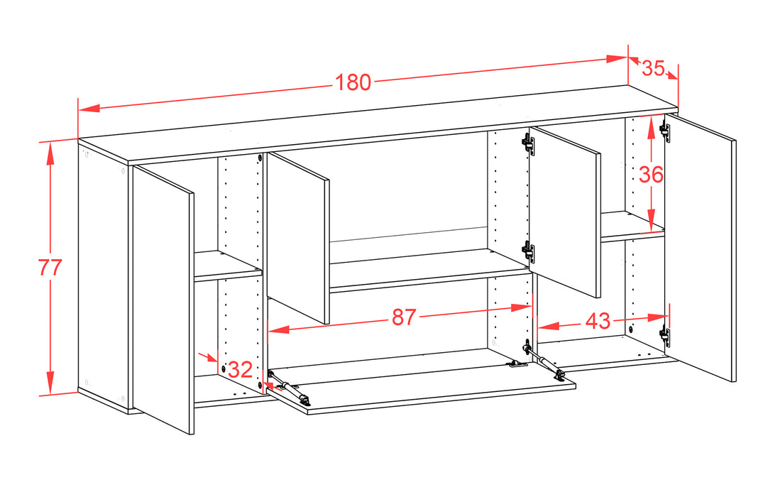 Sideboard Escondido, Rost, hängend (180x79x35cm)