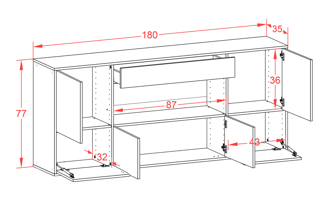 Sideboard Fullerton, Eiche, hängend (180x79x35cm)