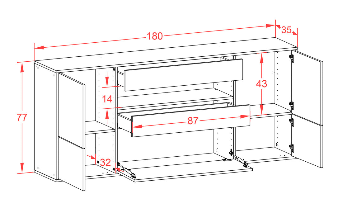 Sideboard Savannah, Rost, hängend (180x79x35cm)