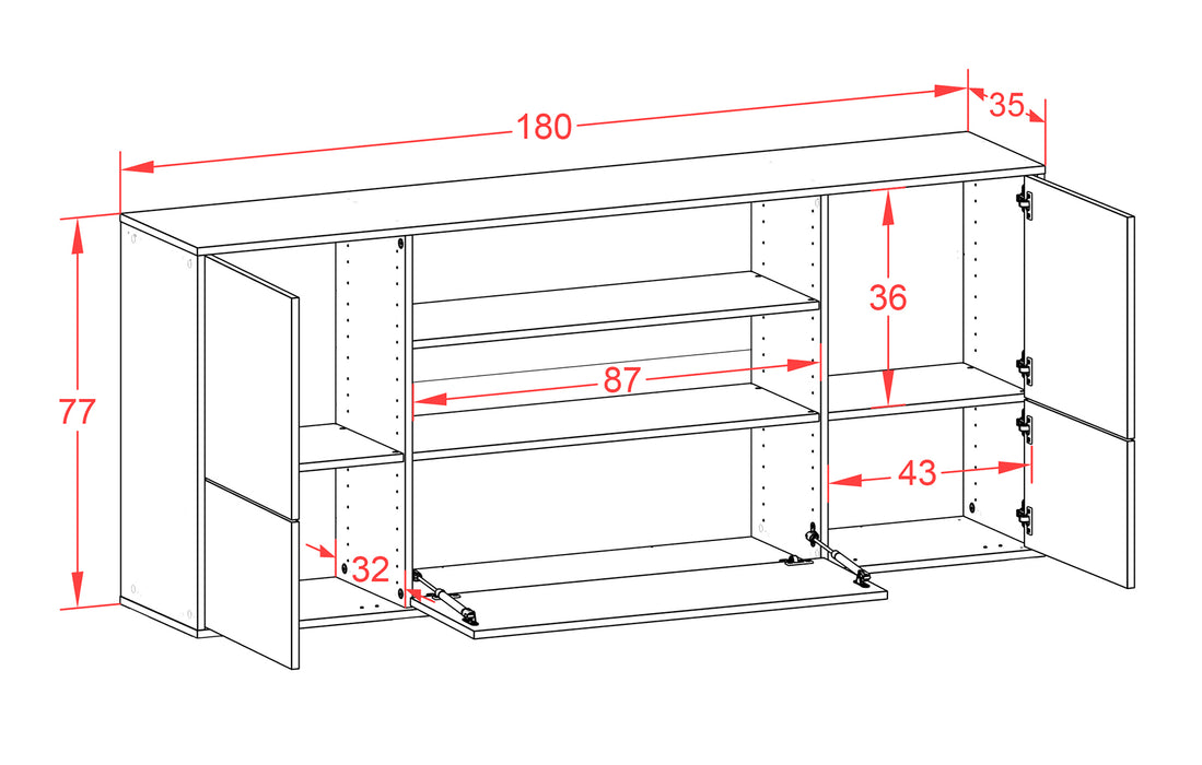 Sideboard Sterling Heights, Rost, hängend (180x79x35cm)