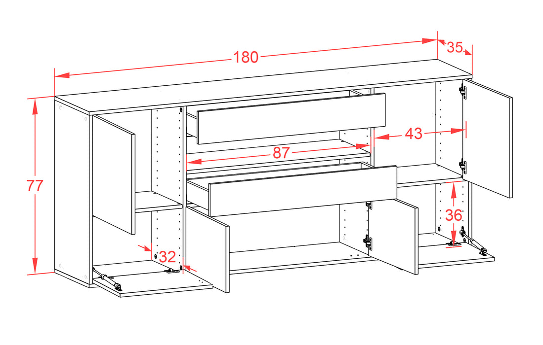 Sideboard McAllen, Rost, hängend (180x79x35cm)