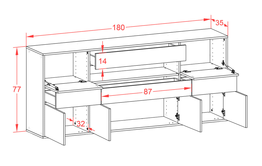 Sideboard Coral Springs, Rost, hängend (180x79x35cm)