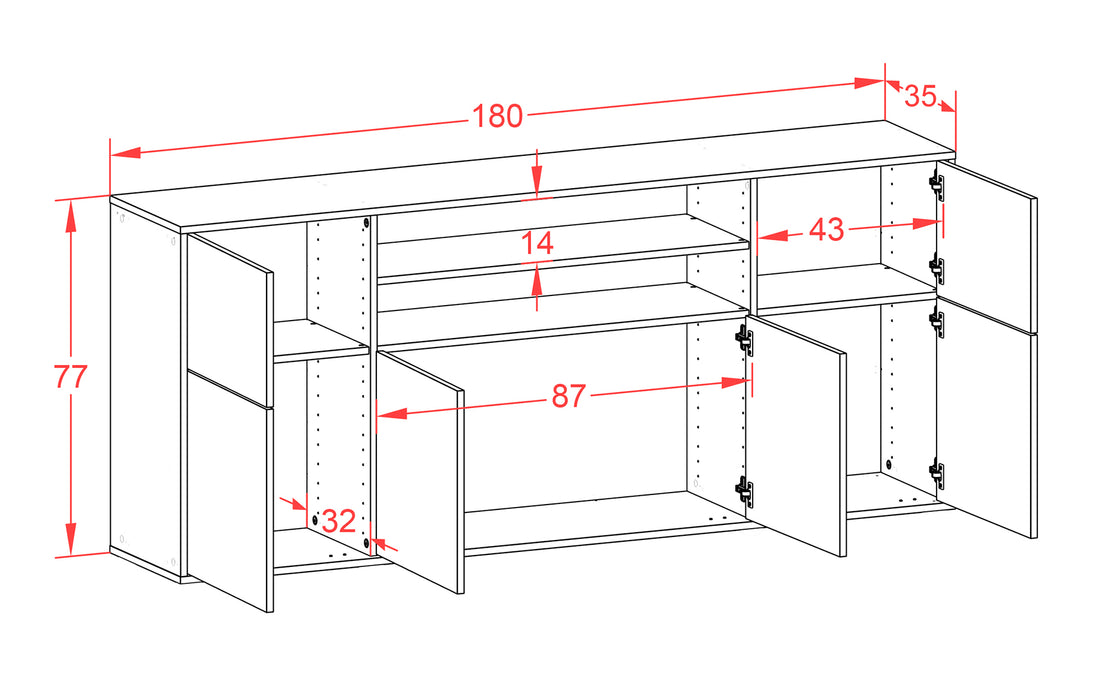 Sideboard Cedar Rapids, Rost, hängend (180x79x35cm)