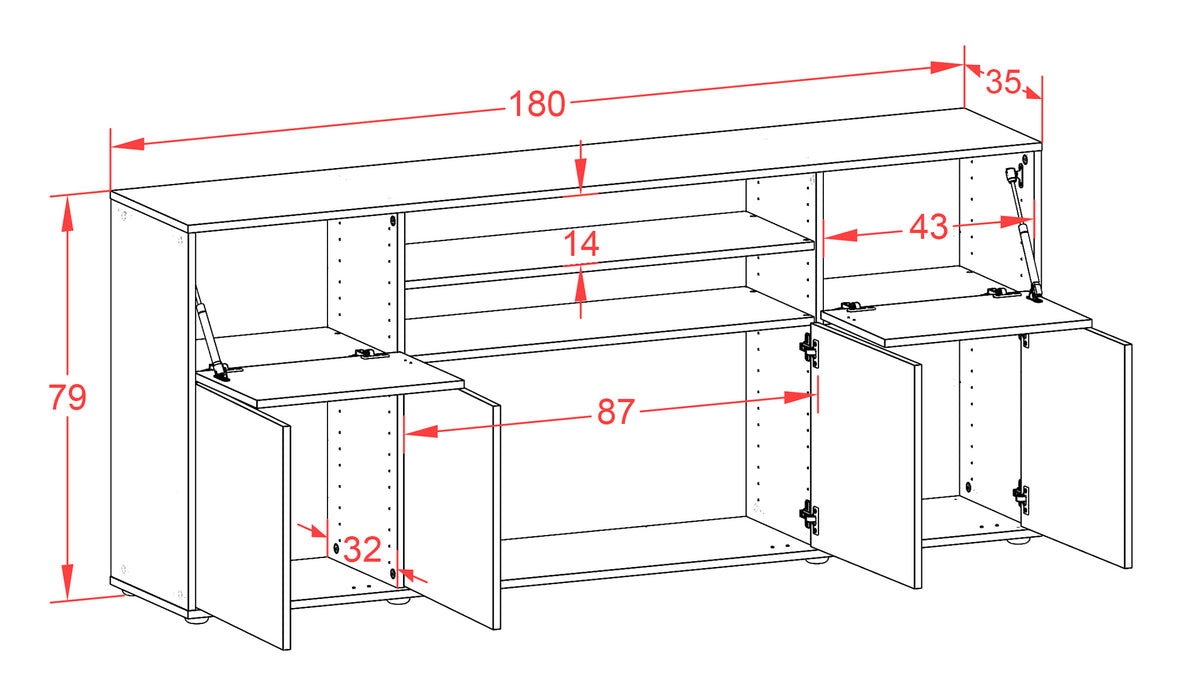 Sideboard Topeka, Rost, hängend (180x79x35cm)