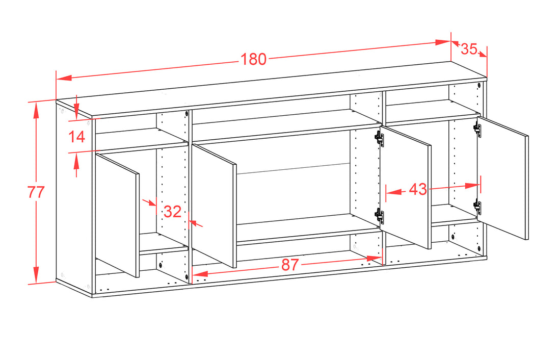 Sideboard Provo, Rost, hängend (180x79x35cm)