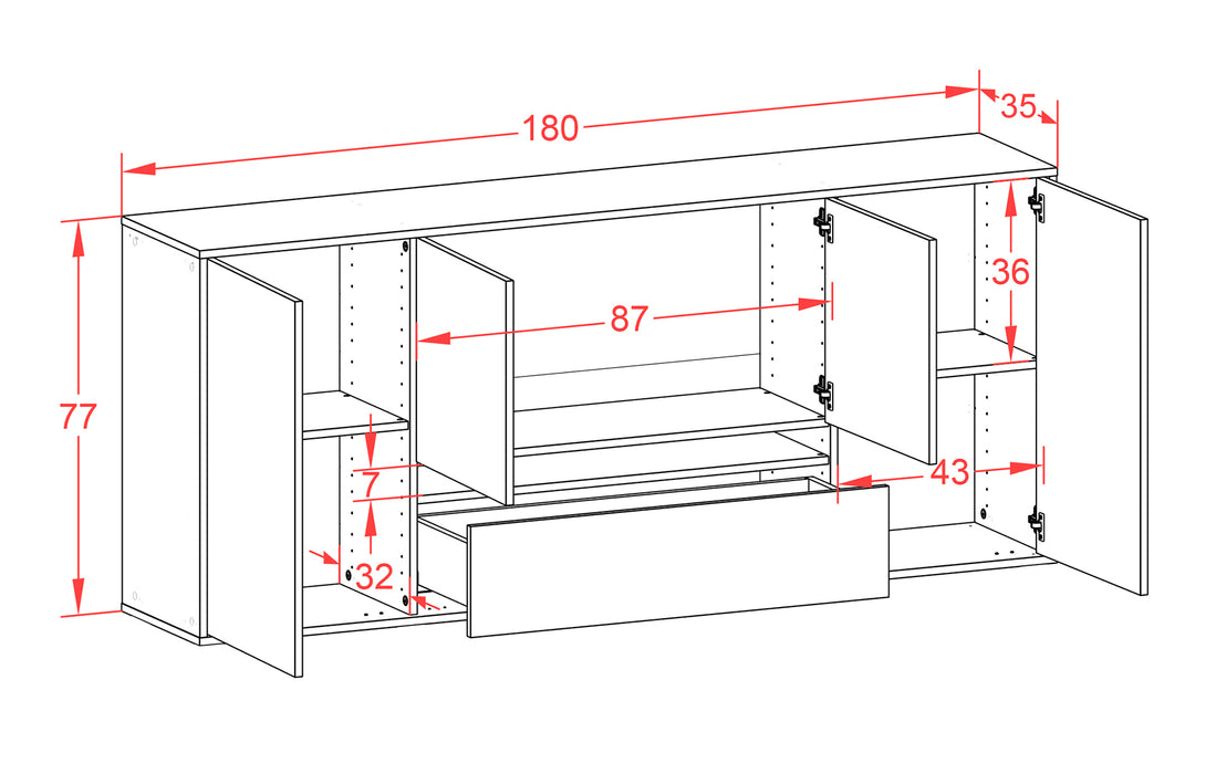 Sideboard Abilene, Rost, hängend (180x79x35cm)