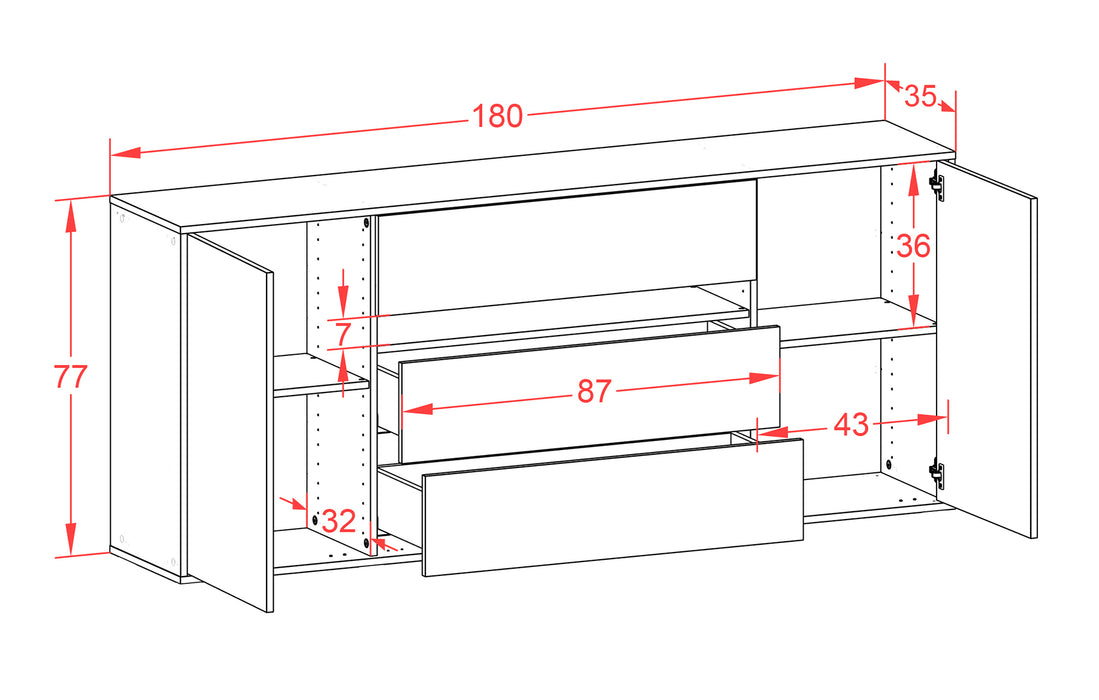 Sideboard McKinney, Rost, hängend (180x79x35cm)