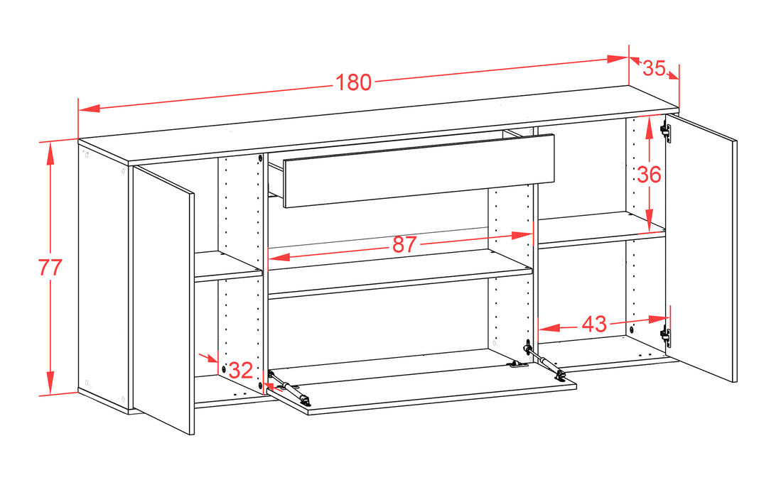 Sideboard Ann Arbor, Rost, hängend (180x79x35cm)