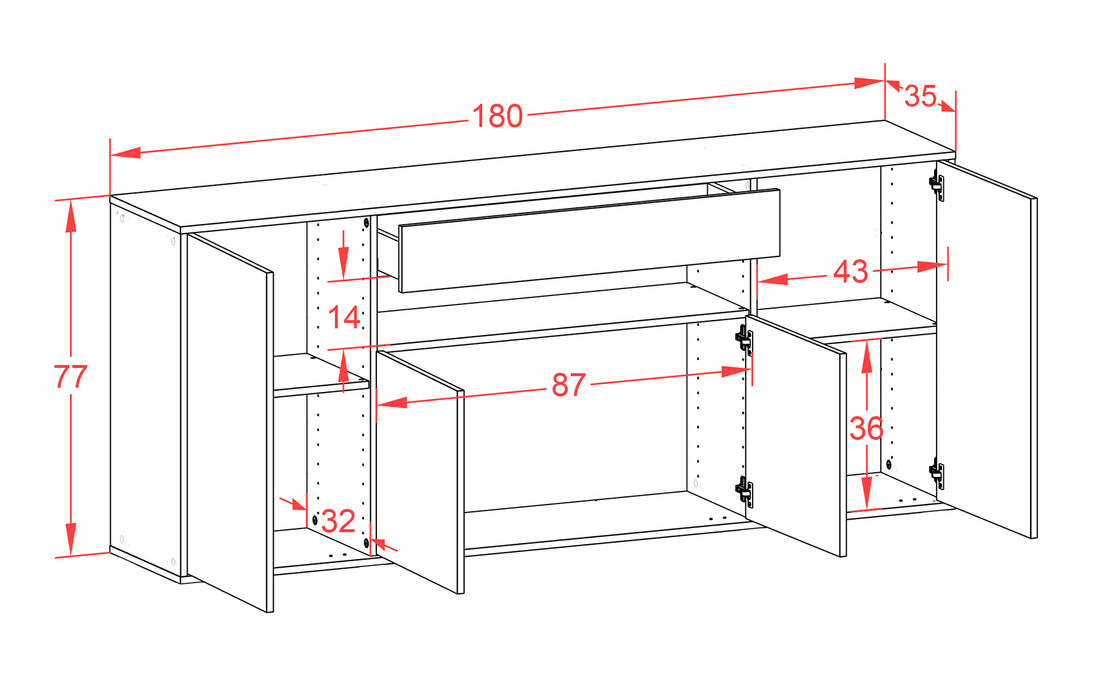 Sideboard Lansing, Rost, hängend (180x79x35cm)