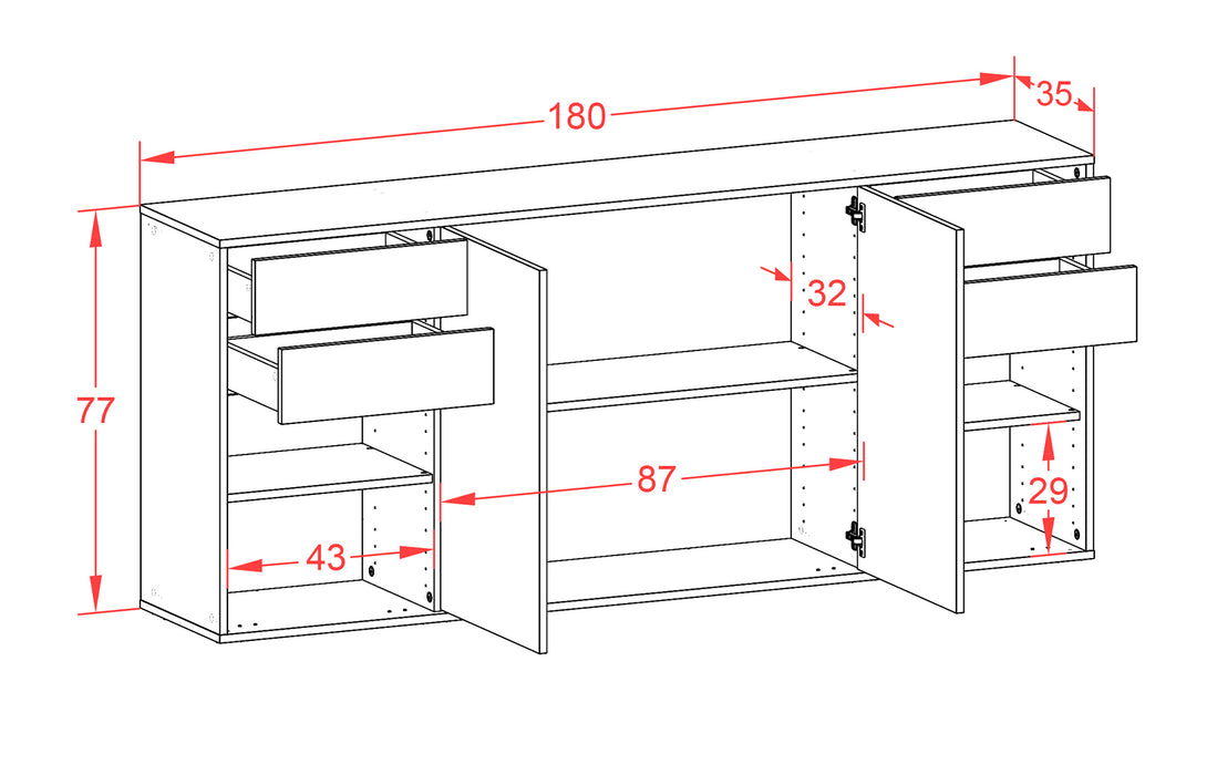 Sideboard Independence, Rost, hängend (180x79x35cm)