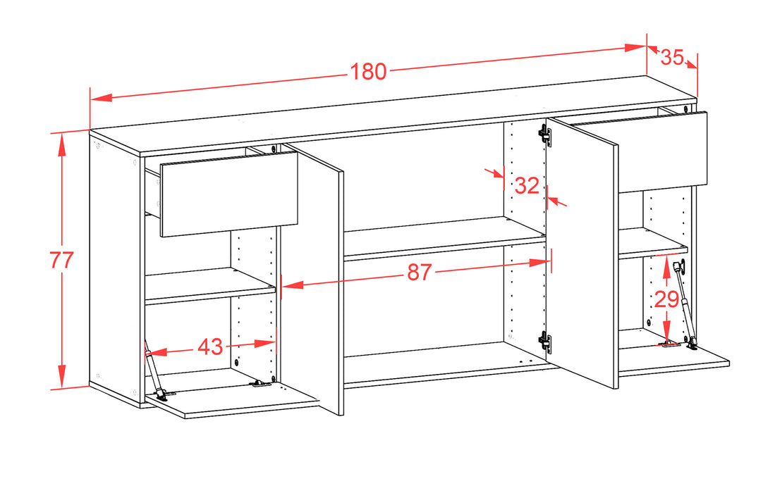 Sideboard Santa Clara, Rost, hängend (180x79x35cm)