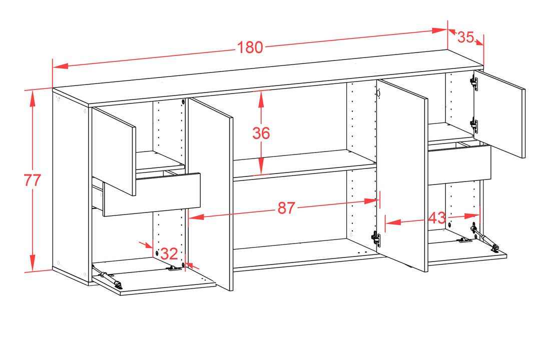 Sideboard Beaumont, Rost, hängend (180x79x35cm)