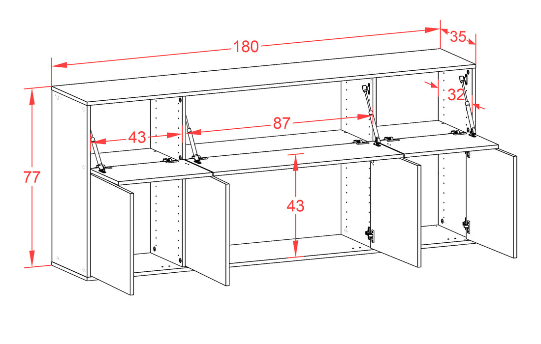 Sideboard Roseville, Rost, hängend (180x79x35cm)