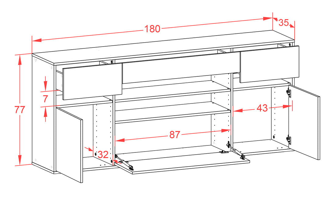 Sideboard Miramar, Rost, hängend (180x79x35cm)