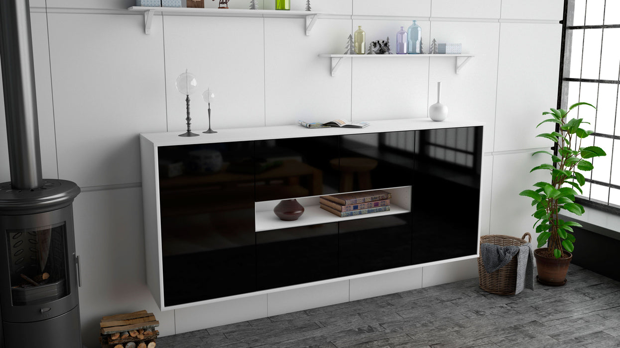 Sideboard Stamford, Schwarz, hängend (180x79x35cm)