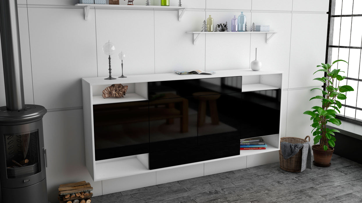 Sideboard Evansville, Schwarz, hängend (180x79x35cm)