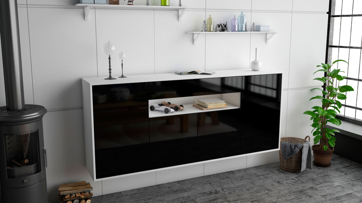 Sideboard Lansing, Schwarz, hängend (180x79x35cm)