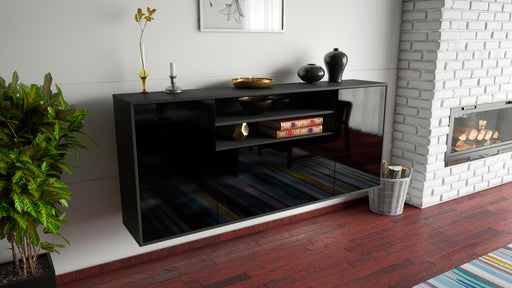 Sideboard Elk Grove, Schwarz, hängend (180x79x35cm)