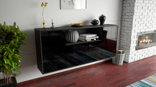 Sideboard West Valley City, Schwarz, hängend (180x79x35cm)