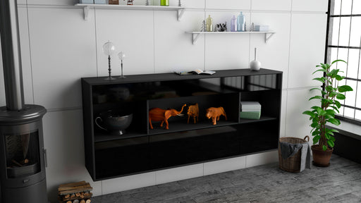 Sideboard Clarksville, Schwarz, hängend (180x79x35cm)