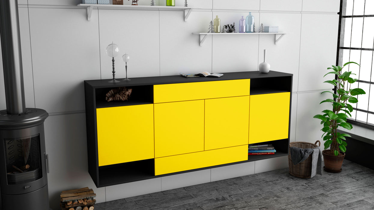 Sideboard Evansville, Gelb, hängend (180x79x35cm)