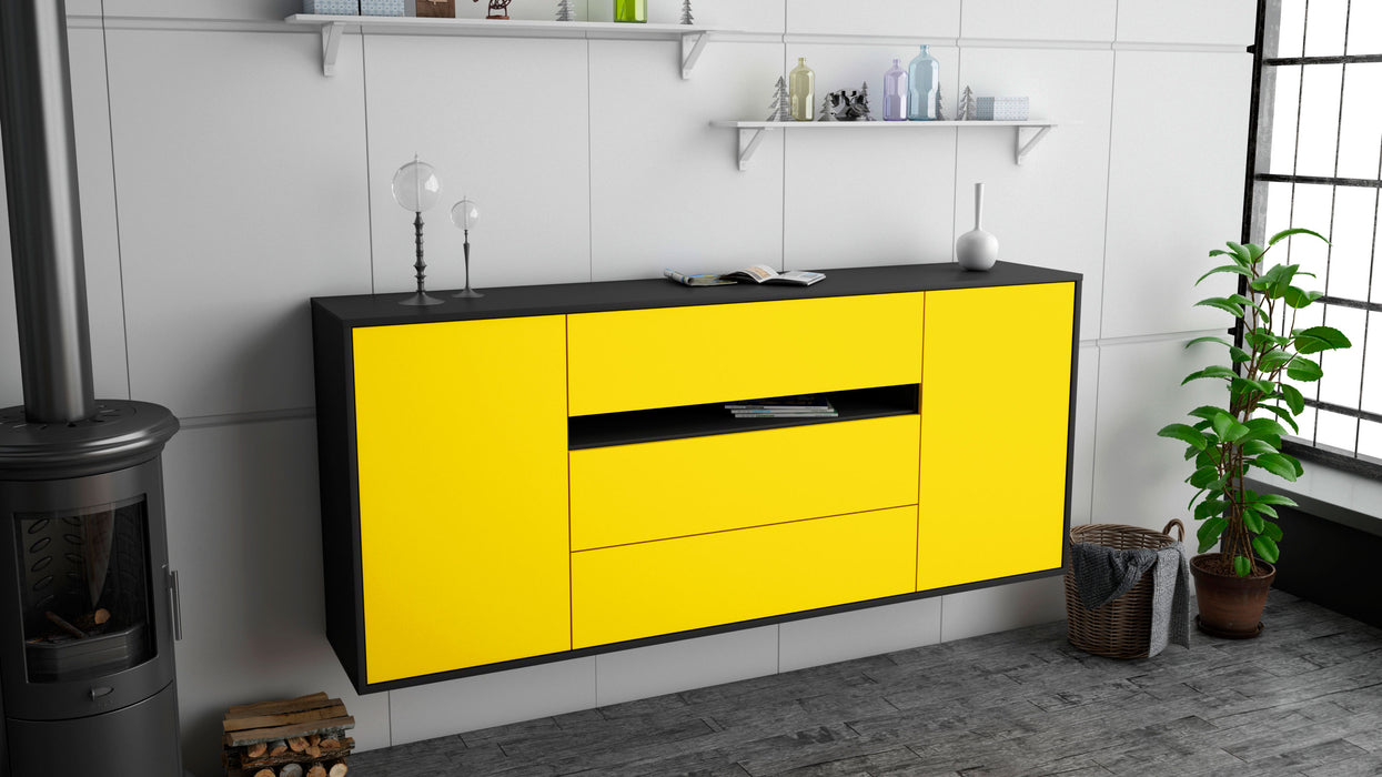 Sideboard McKinney, Gelb, hängend (180x79x35cm)