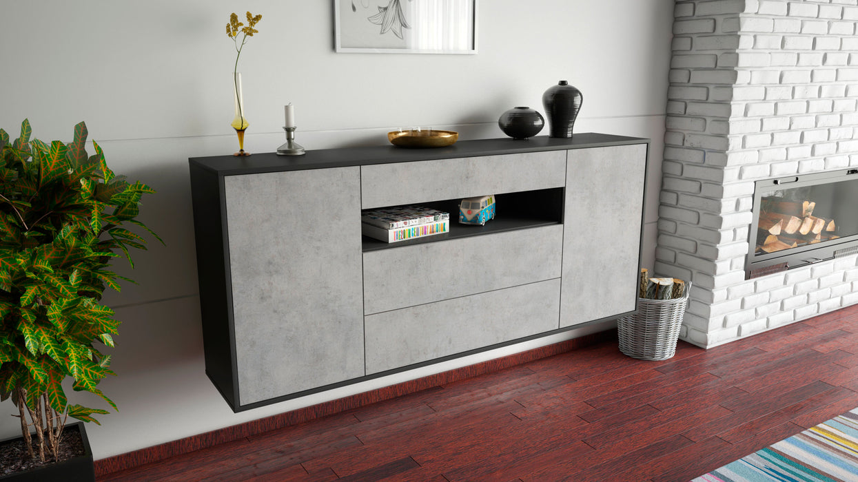 Sideboard Vallejo, Beton, hängend (180x79x35cm)