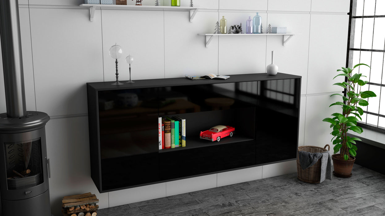 Sideboard Denton, Schwarz, hängend (180x79x35cm)