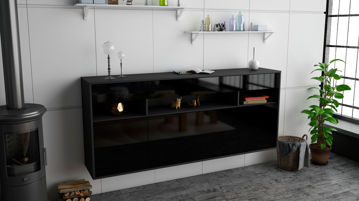 Sideboard Inglewood, Schwarz, hängend (180x79x35cm)