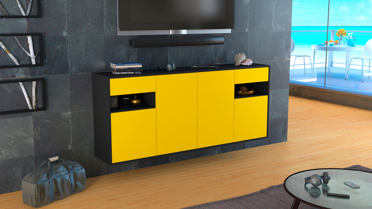 Sideboard Killeen, Gelb, hängend (180x79x35cm)