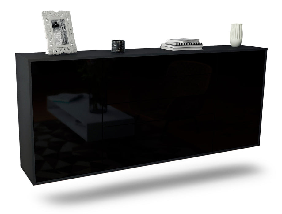 Sideboard Alexandria, Schwarz, hängend (180x79x35cm)