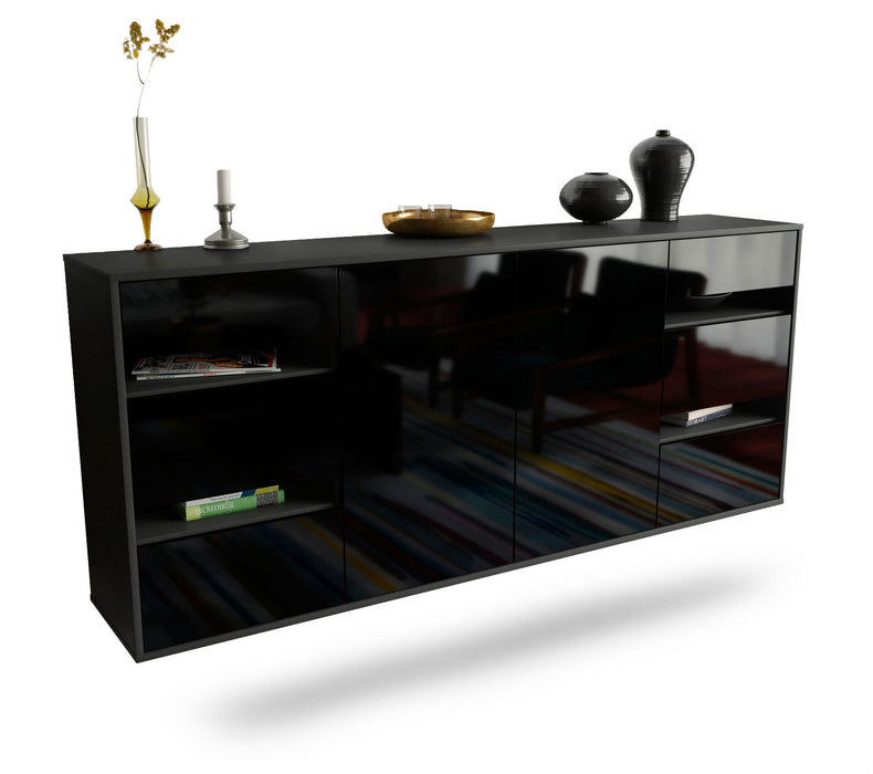 Sideboard Roseville, Schwarz, hängend (180x79x35cm)